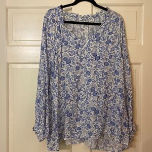 Old Navy, XXL, blue flowered blouse